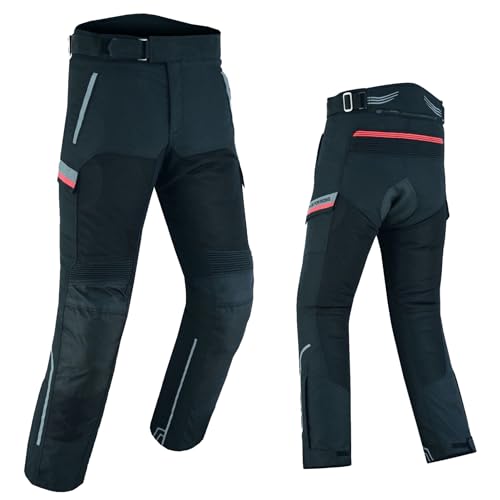 WMW WALI MOTO WEAR Neu Herren Motorradhose Mit Protektoren Textil Motorrad Roller Biker Touren Hose Motorrad (DE/NL/SE/PL, Alphanumerisch, L, Regular, Regular, Schwarz) von WMW WALI MOTO WEAR