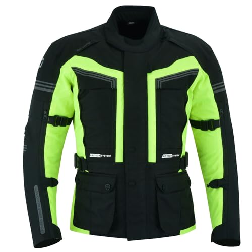 WMW WALI MOTO WEAR Neu Herren Motorradjacke Mit Protektoren Biker Textil Jacke Touren Motorradjackes Jackes (DE/NL/SE/PL, Alphanumerisch, XL, Regular, Regular, Gelb) von WMW WALI MOTO WEAR