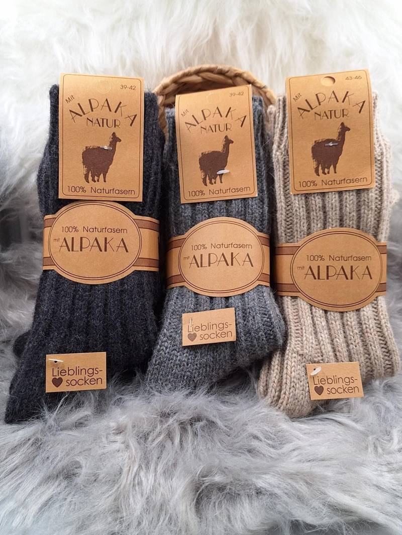 2 Paar Dicke, Alpakasocken 100% Wolle, Perfekte Wärme Für Die Kalte Jahreszeit, Männer Oder Frauen. Auch Perfekt Als Geschenk Geeignet von WMWollparadies