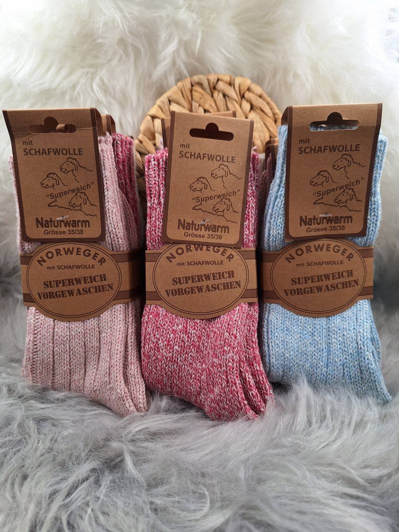 3 Paar Warme Norwegersocken Aus Schafwolle Wunderschöne Farben Hochwertig Verarbeitet, Perfekt Für Den Winter Frauen, Männer Als Geschenk von WMWollparadies