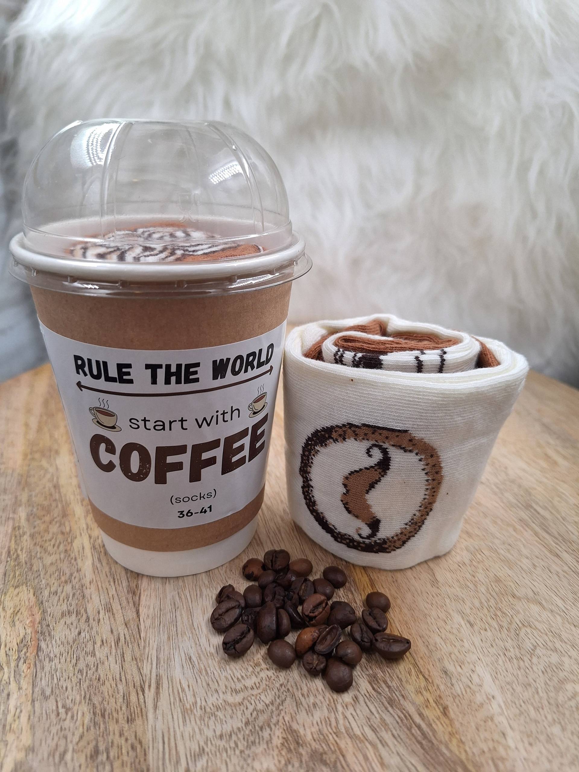 4 Paar Coffee Socken in Kaffeebecherverpackung 2 Bechern - Unisex Für Frauen Und Männer. Perfekte Geschenkidee Alle Anlässe von WMWollparadies