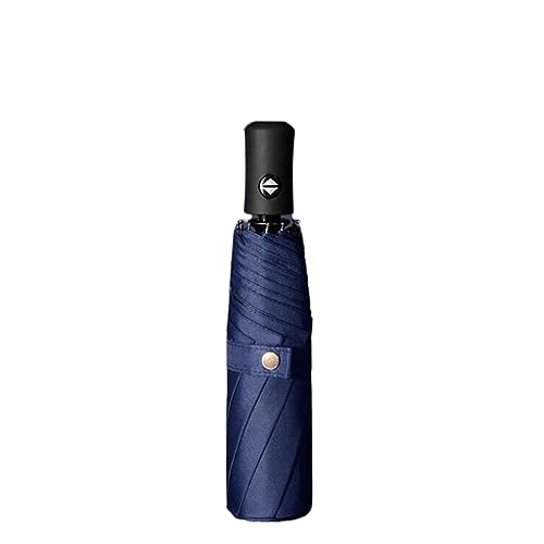 WMYDNXXT Regenschirme Einfarbiger dreifach Faltbarer winddichter Business-Regenschirm mit automatischem Klapp-Windschutz(Blue) von WMYDNXXT