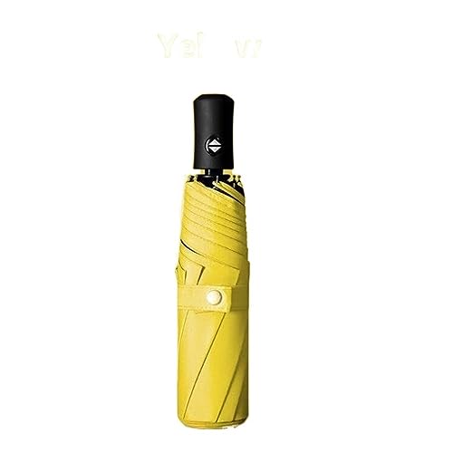 WMYDNXXT Regenschirme Einfarbiger dreifach Faltbarer winddichter Business-Regenschirm mit automatischem Klapp-Windschutz(Yellow) von WMYDNXXT