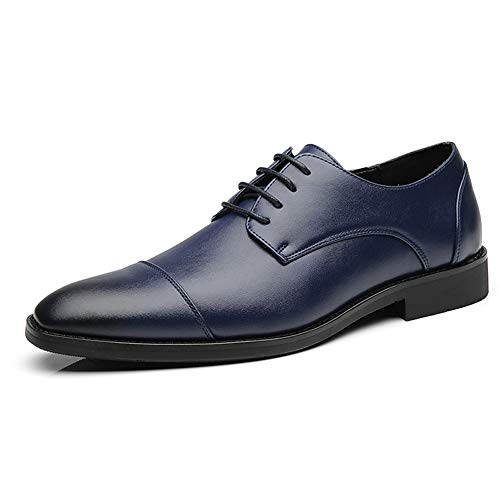 Business Herren Anzugschuhe Lederschuhe Schnürhalbschuhe Oxford Schuhe Smoking Hochzeit Derby Leder Brogue 37-48,Blau,37 von BFDMY