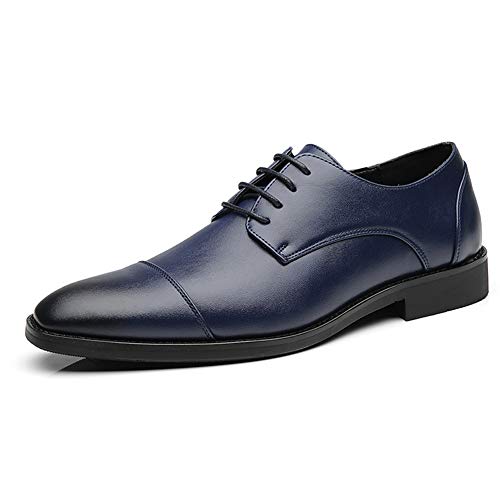 Business Herren Anzugschuhe Lederschuhe Schnürhalbschuhe Oxford Schuhe Smoking Hochzeit Derby Leder Brogue 37-48,Blau,39 von WMZQW