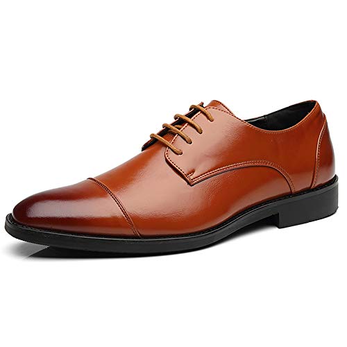 Business Herren Anzugschuhe Lederschuhe Schnürhalbschuhe Oxford Schuhe Smoking Hochzeit Derby Leder Brogue 37-48,Gelb,38 von BFDMY