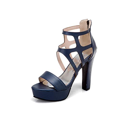 Damen Pumps Peep Toe Sandalette Sommer Blockabsatz High Heels mit Plateau Absatzschuhe Schuhe 34-50,Blau,34 Damen Pumps Peep Toe Sandalette Sommer Blockabsatz High Heels mit Plateau Absatzschuhe Schuhe 34-50,Blau,34 von WMZQW