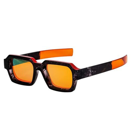 Vintage Rechteckige Sonnenbrille Herren Retro Rechteckige Sonnenbrille Für Frauen Dicker Rahmen Quadratische Sonnenbrillen,C5Orange,1 von WNCKSQ
