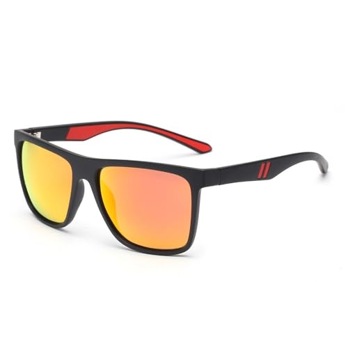 WNCKSQ Polarisierte Sonnenbrille Herren Damen Quadratisch Mode Lässig Stil UV400,Spiegel Rot,1 von WNCKSQ