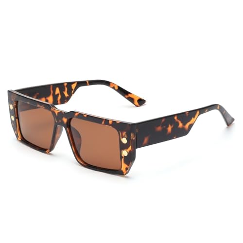 WNCKSQ Rechteckige Sonnenbrille Damen Herren Trendy Retro Polarisierte Autofahrerbrille Vintage Mode Schmaler Quadratischer Rahmen,c3 Braun Braun,1 von WNCKSQ