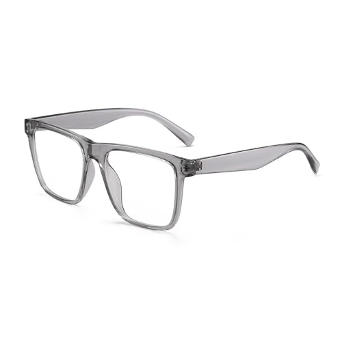 WNCKSQ Vintage Quadratische Brille Herren Damen Retro Computer Gefälschte Klare Brille,Transparent Grau von WNCKSQ