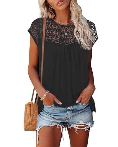 WNEEDU Damen Sommer Tshirt Spitzen Oberteile Kurzarm Top Rundhals Basic Shirt Bluse Elegant 2025 Neu WNEEDU Damen Sommer Tshirt Spitzen Oberteile Kurzarm Top Rundhals Basic Shirt Bluse Elegant 2025 Neu von WNEEDU