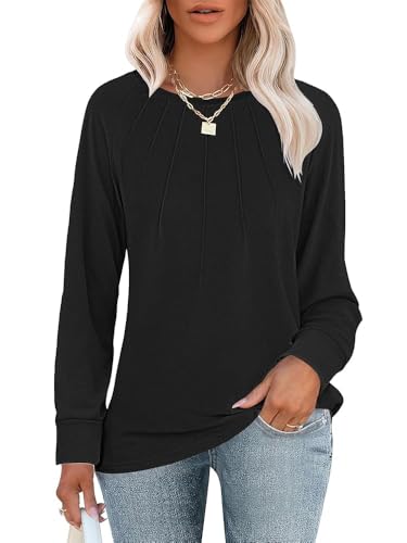 WNEEDU Damen Sweatshirt Langarm Rundhals Tops Lässig Locker Pullover Herbst Winter Langarmshirt Oberteile Sweater Schwarz XL WNEEDU Damen Sweatshirt Langarm Rundhals Tops Lässig Locker Pullover Herbst Winter Langarmshirt Oberteile Sweater Schwarz XL von WNEEDU