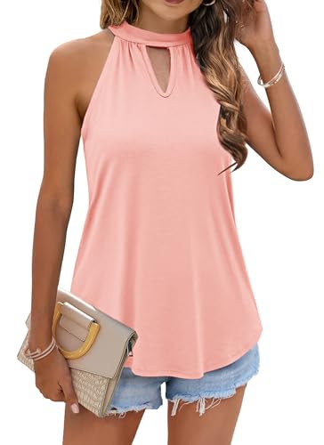 WNEEDU Damen Tank Tops Sommer Neckholder Ärmellos Oberteile Rundhals Schulterfrei Elegant Blusen Top Shirts Dunkelpink L WNEEDU Damen Tank Tops Sommer Neckholder Ärmellos Oberteile Rundhals Schulterfrei Elegant Blusen Top Shirts Dunkelpink L von WNEEDU