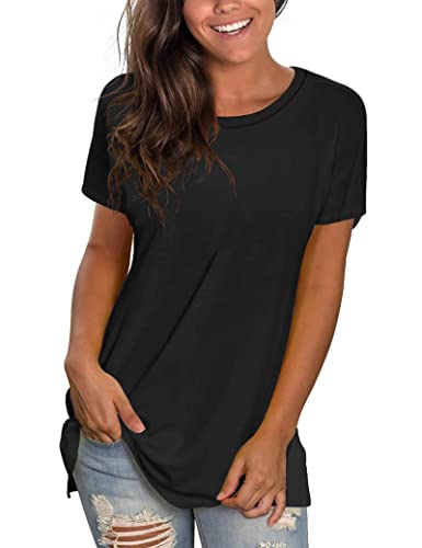 WNEEDU Schwarzes T Shirt Damen Sommer Top L von WNEEDU