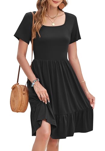 WNEEDU Sommerkleid Damen Elegant Kleider Kurzarm Quadratischer Ausschnitt Strandkleider Knielang Tunika Freizeitkleid Mit Taschen WNEEDU Sommerkleid Damen Elegant Kleider Kurzarm Quadratischer Ausschnitt Strandkleider Knielang Tunika Freizeitkleid Mit Taschen von WNEEDU