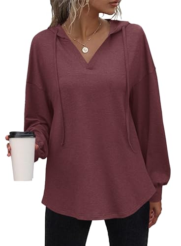 WNEEDU Sweatshirt Damen Langarmshirt Longsleeve Tops Oversized Kapuzenpullover Casual Hoodie mit Kordelzug WNEEDU Sweatshirt Damen Langarmshirt Longsleeve Tops Oversized Kapuzenpullover Casual Hoodie mit Kordelzug von WNEEDU
