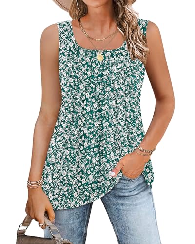 WNEEDU Tank Top Damen Oberteile Tunika Blusentop Kleine Grüne Blumen XL WNEEDU Tank Top Damen Oberteile Tunika Blusentop Kleine Grüne Blumen XL von WNEEDU
