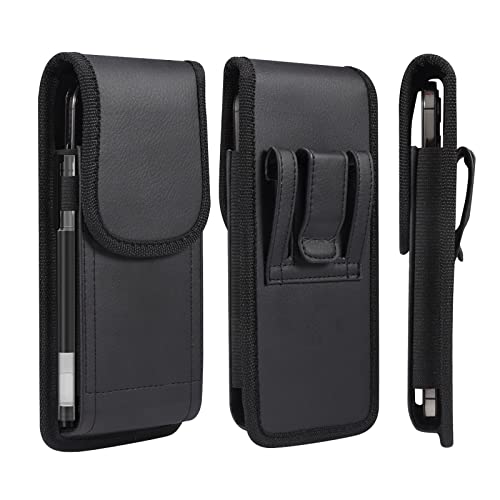 Handy Gürtel Holster mit Clip, 6.9" Universal Handy Gürteltasche Vertikal Leder Herren Handyhülle mit Portemonnaie Bauchtasche Geldbörse Handyhalterung Gürtelschlaufe Taillentasche für Wandern Camping von WNHTFAC