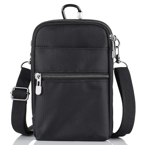 Handytasche zum Umhängen RFID Schutz, Handy Gürteltasche mit Gürtelclip Klein, RFID Blocker Umhängetasche Schultertasche Brusttasche Messenger Bag Geldbörse Kuriertasche für Wandern Camping Reisen von WNHTFAC