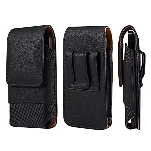 Männer Handy Gürteltasche mit Gütelclip Schwarz, Hülle mit Gürtel Schlaufe Leder, Smartphone Tasche Reißverschluss Handy Holster Outdoor Sport Bauchtasche Brieftasche mit Karabiner für Wandern Camping von WNHTFAC