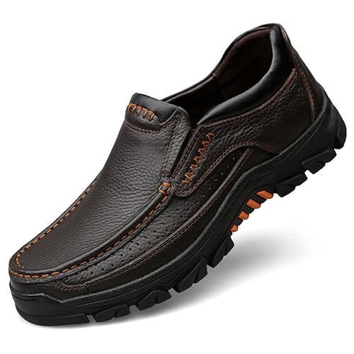 WNUKATO Herren-Schuhe, Schlupfschuhe, Leder, leger, Arbeit, Bequeme Wanderschuhe von WNUKATO