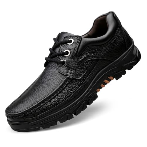 WNUKATO Herrenschuhe Schnürer Freizeitschuhe Bequeme Business Casual Lederschuhe Schwarz-3 39 EU von WNUKATO