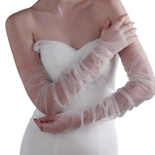WNXGNHO Transparente Hochzeitshandschuhe Einfache Durchsichtige Armstulpen Für Die Braut Und Formelle Anlässe Fingerlose Ellenbogenhandschuhe Für Besondere Anlässe von WNXGNHO