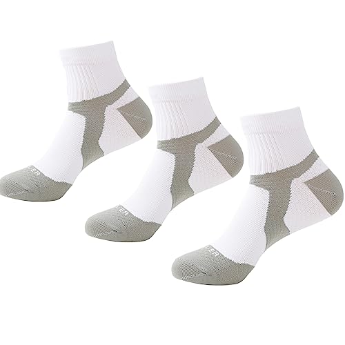 WNXXCD Sneakersocken 3 Paar Herren Damen Sportsocken Laufen, Atmungsaktive Quarter Radsport Socken -（40-46）-Weiß von WNXXCD