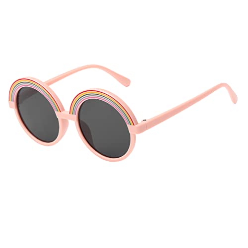 WOAORO Sonnenbrillen Kinder Klassiches Retro Brillen Süße Kindersonnenbrille mit Regenbogen Rundem Rahmen Sonnenbrille Sunglasses für Jungen und Mädchen 3-8 Jahre von WOAORO