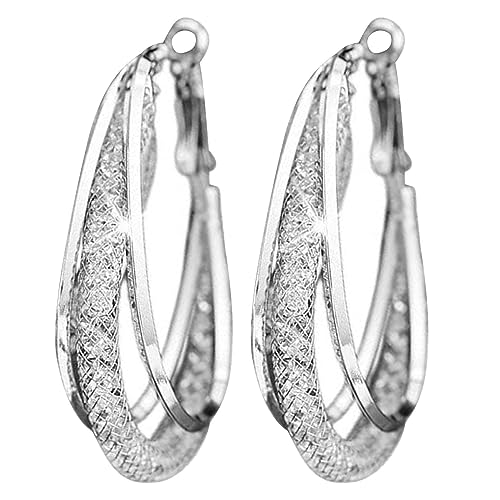 Ovale Creolen für Damen, leichte und elegante Big Hoop-Ohrringe, Chunky Hoop Ohrringe für Frauen, Chunky Hoop Ohrringe Wobblo, 1, 1 Stück von WOBBLO