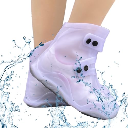 Schuhüberzüge für Regen | Wasserabweisende Überschuhe,Einfach zu handhabende, rutschfeste, doppelschichtige Sohle, robuste, dicke Regenüberschuhe für Männer, Frauen und Kinder Wobblo von WOBBLO