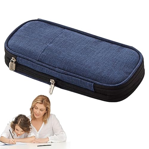 WOBBLO Großes Federmäppchen | Federmäppchen / Tasche / Organizer für Schulbedarf, ästhetisch, 7 x 21 cm, für Jugendliche und Büros, Markerbox zur Aufbewahrung von Stiften, marineblau, 1 von WOBBLO