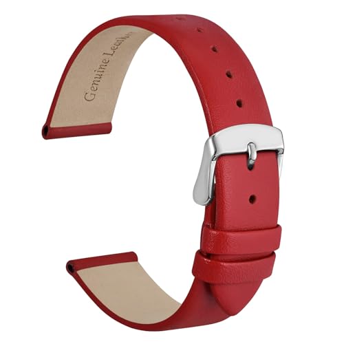 WOCCI 10mm Elegantes Uhrenarmband für Damen mit Silberner Schnalle (Rot) von WOCCI