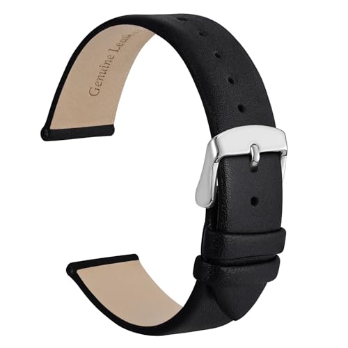 WOCCI 10mm Elegantes Uhrenarmband für Damen mit Silberner Schnalle (Schwarz) von WOCCI