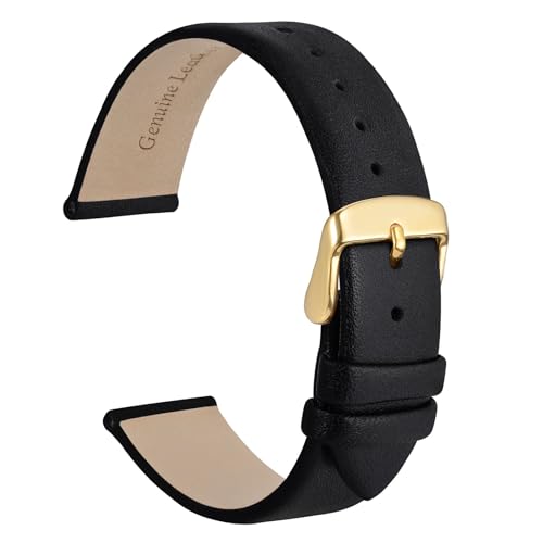 WOCCI 12mm Elegantes Uhrenarmband für Damen mit Goldener Schnalle (Schwarz) von WOCCI