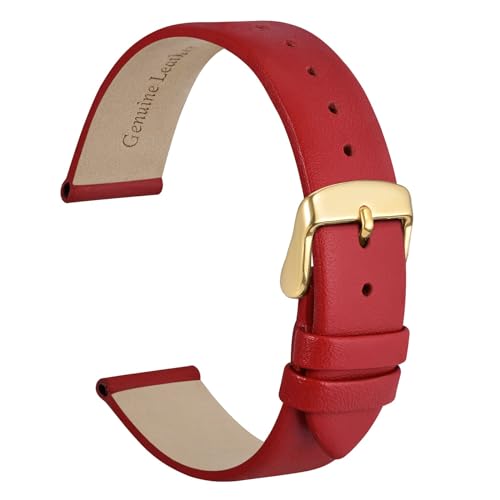 WOCCI 14mm Elegantes Uhrenarmband für Damen mit Goldener Schnalle (Rot) von WOCCI