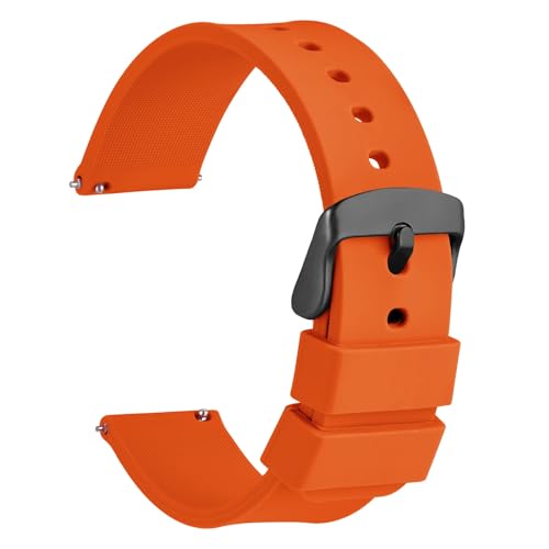 WOCCI 14mm Silikon Gummi Uhrenarmband mit Schwarzer Schnalle, Schnellverschluss Armband für Damen und Herren (Orange) von WOCCI