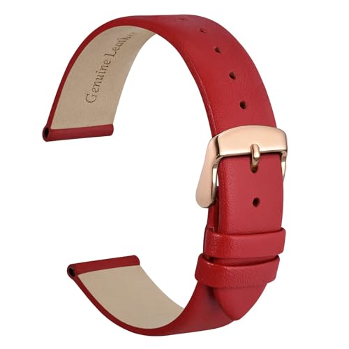 WOCCI 16mm Elegantes Uhrenarmband für Damen mit Roségoldener Schnalle (Rot) von WOCCI