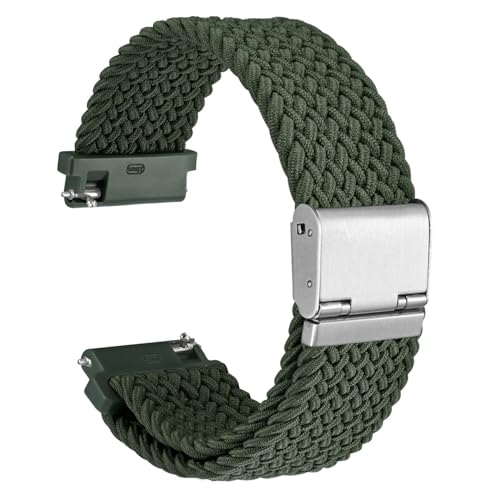 WOCCI 16mm Gewebtes Nylon Uhrenarmband für Damen und Herren, Schnellverschluss, Verstellbare Silberne Schnalle (Khakigrün) von WOCCI