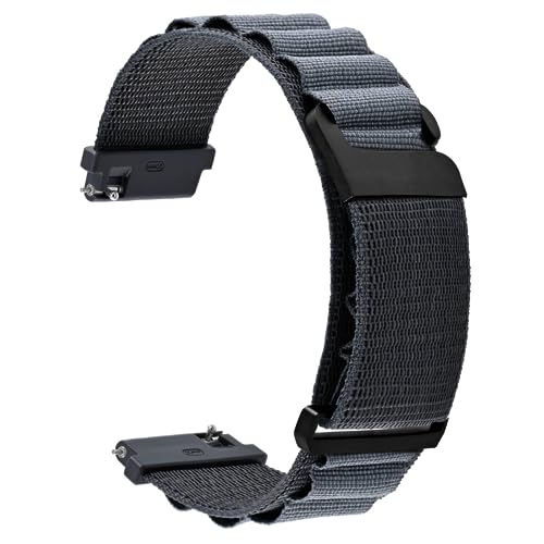 WOCCI 18mm Alpine Nylon Uhrenarmband, Verstellbares Sport Armband, Schnalle Schnalle (Grau) von WOCCI