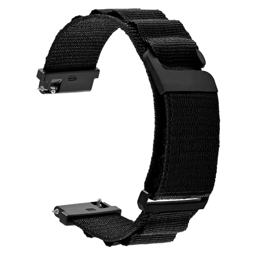 WOCCI 18mm Alpine Nylon Uhrenarmband, Verstellbares Sport Armband, Schnalle Schnalle (Schwarz) von WOCCI