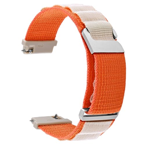 WOCCI 18mm Alpine Nylon Uhrenarmband, Verstellbares Sport Armband, Silberne Schnalle (Beige Orange) von WOCCI