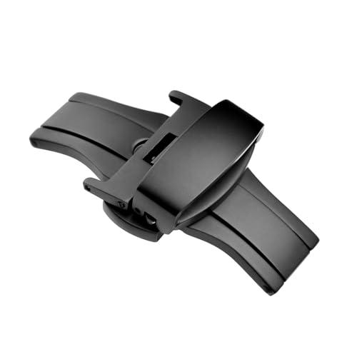 WOCCI 18mm Faltschließe aus Edelstahl für Uhrenarmband, Matte Schnalle (Schwarz) von WOCCI