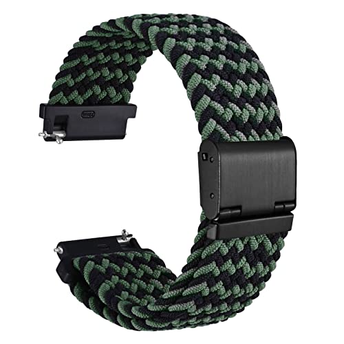 WOCCI 18mm Gewebtes Nylon Uhrenarmband für Damen und Herren, Schnellverschluss, Verstellbare Schwarze Schnalle (Grün Schwarz) von WOCCI