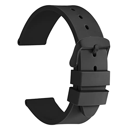 WOCCI 18mm Leichter Silikon Kautschuk Uhrenarmband für Herren und Damen, Schwarze Schnalle (Schwarz) von WOCCI