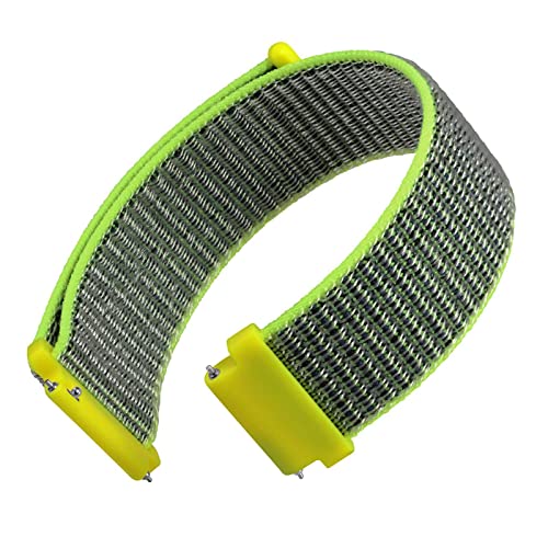 WOCCI 18mm Verstellbares Nylon Uhrenarmband, Sport Loop Armband mit Schnellverschluss (Leuchtend Gelb/Grau) von WOCCI