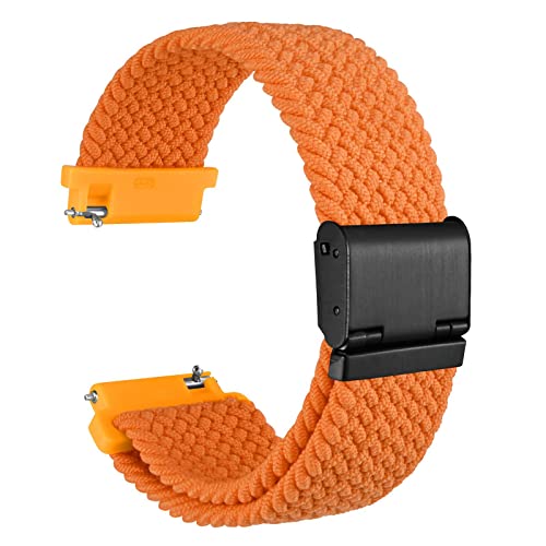 WOCCI 19mm Gewebtes Nylon Uhrenarmband für Damen und Herren, Schnellverschluss, Verstellbare Schwarze Schnalle (Orange) von WOCCI