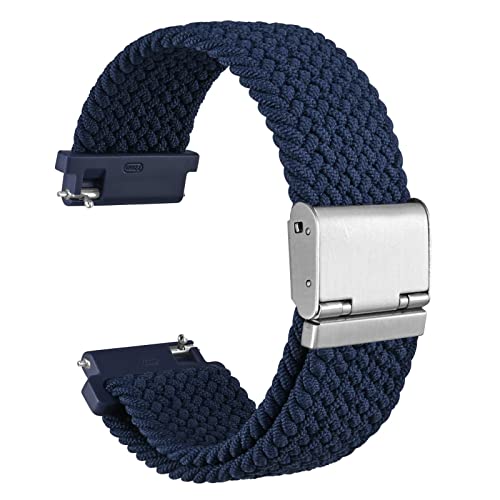 WOCCI 19mm Gewebtes Nylon Uhrenarmband für Damen und Herren, Schnellverschluss, Verstellbare Silberne Schnalle (Blau) von WOCCI