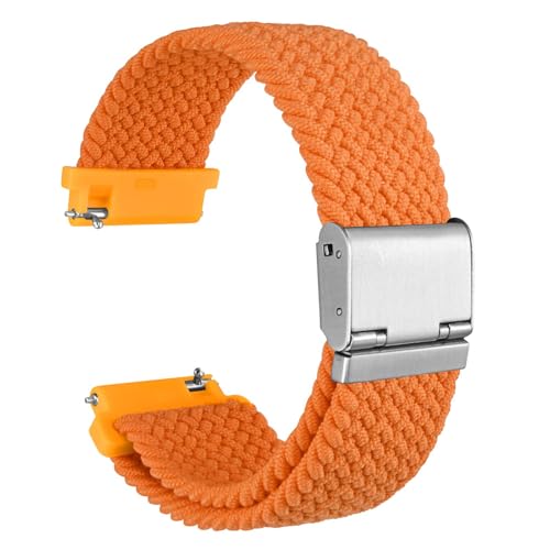 WOCCI 19mm Gewebtes Nylon Uhrenarmband für Damen und Herren, Schnellverschluss, Verstellbare Silberne Schnalle (Orange) von WOCCI